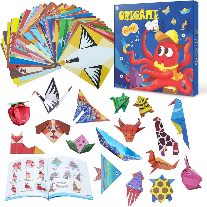 NISCHA Origami Kit for Kids Ages 5-16, 108 Sheets with 54 Patterns & Instruction Book | Origami Paper Kit for Beginners & Advanced | Arts & Crafts Toys for Girls & Boys Ages 8-12 | Birthday & Christmas Gifts - Image 1